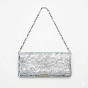 Antonio Melani Leather Snakeskin Embossed Chain Handbag Clutch Wallet Organizer